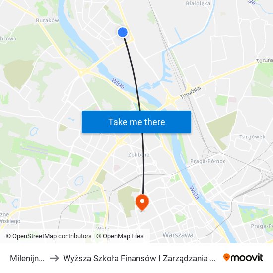 Milenijna 01 to Wyższa Szkoła Finansów I Zarządzania W Warszawie map