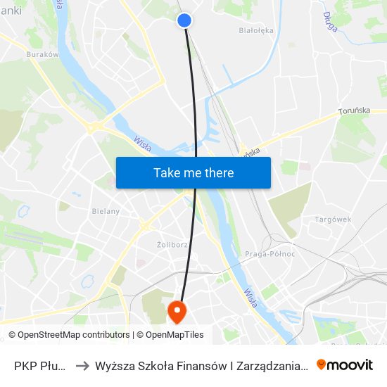 PKP Płudy 01 to Wyższa Szkoła Finansów I Zarządzania W Warszawie map