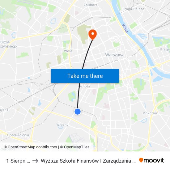 1 Sierpnia 03 to Wyższa Szkoła Finansów I Zarządzania W Warszawie map