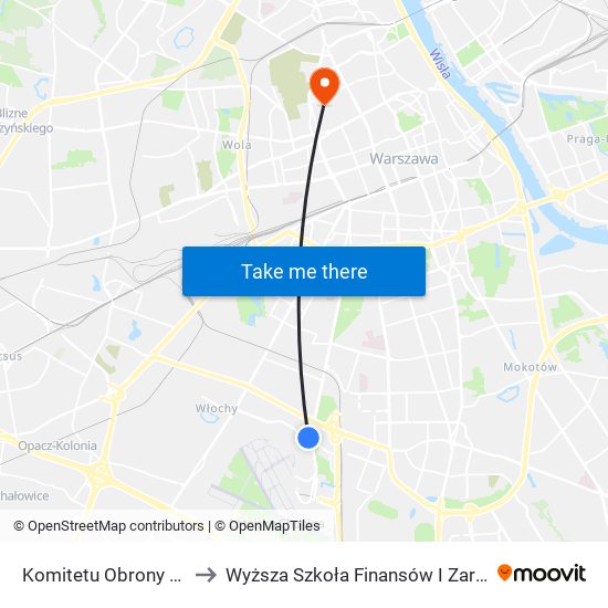 Komitetu Obrony Robotników 04 to Wyższa Szkoła Finansów I Zarządzania W Warszawie map