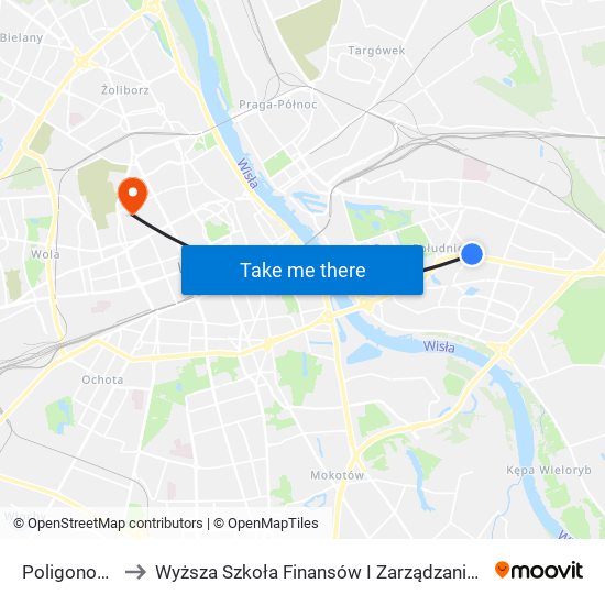 Poligonowa 01 to Wyższa Szkoła Finansów I Zarządzania W Warszawie map