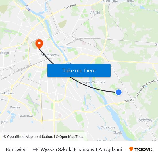 Borowiecka 02 to Wyższa Szkoła Finansów I Zarządzania W Warszawie map