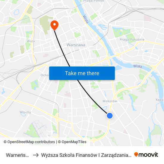 Warneńska to Wyższa Szkoła Finansów I Zarządzania W Warszawie map