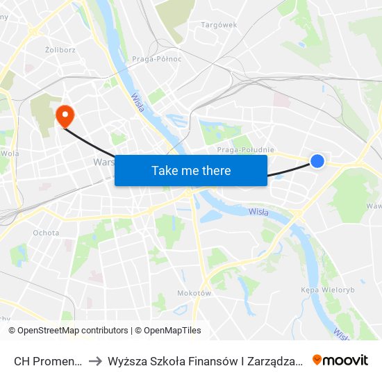 CH Promenada 01 to Wyższa Szkoła Finansów I Zarządzania W Warszawie map