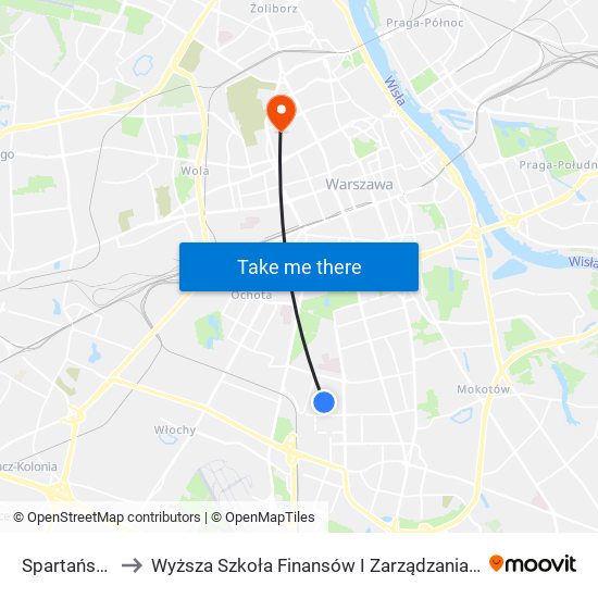 Spartańska 01 to Wyższa Szkoła Finansów I Zarządzania W Warszawie map