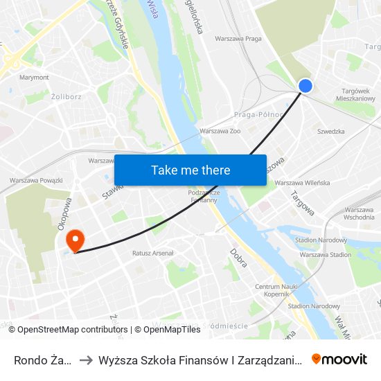 Rondo Żaba 02 to Wyższa Szkoła Finansów I Zarządzania W Warszawie map