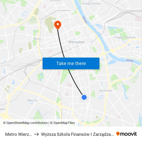 Metro Wierzbno 01 to Wyższa Szkoła Finansów I Zarządzania W Warszawie map