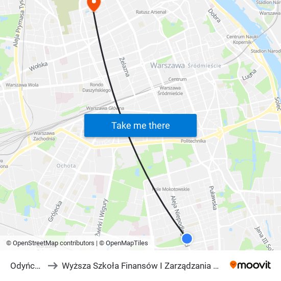 Odyńca 02 to Wyższa Szkoła Finansów I Zarządzania W Warszawie map