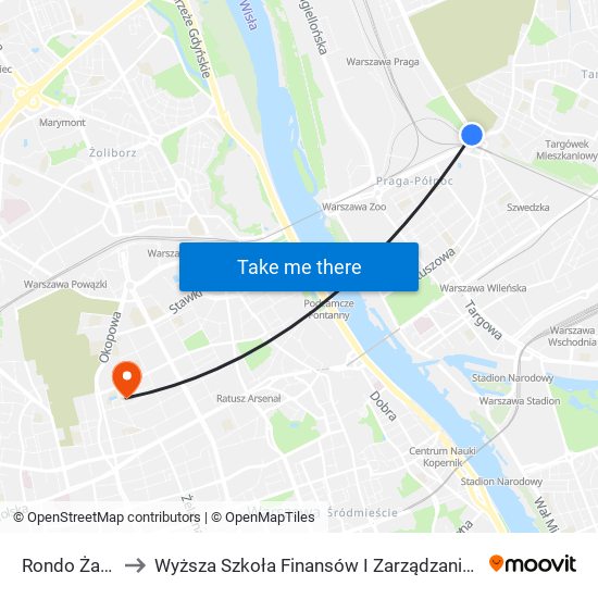 Rondo Żaba 05 to Wyższa Szkoła Finansów I Zarządzania W Warszawie map