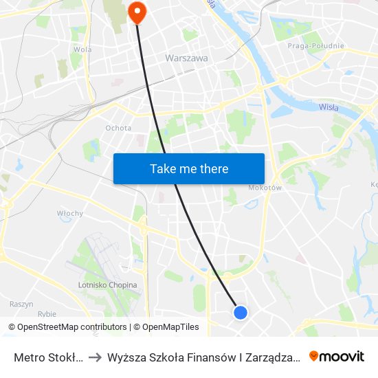 Metro Stokłosy 02 to Wyższa Szkoła Finansów I Zarządzania W Warszawie map