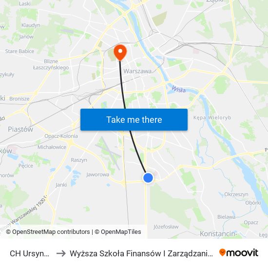 CH Ursynów 04 to Wyższa Szkoła Finansów I Zarządzania W Warszawie map