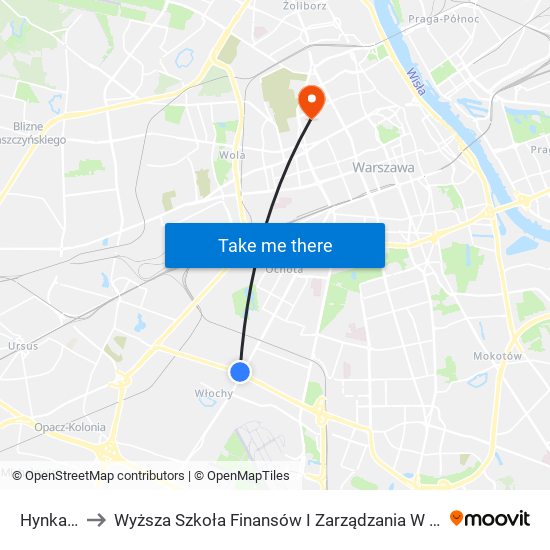 Hynka 06 to Wyższa Szkoła Finansów I Zarządzania W Warszawie map