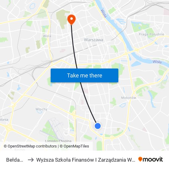 Bełdan 02 to Wyższa Szkoła Finansów I Zarządzania W Warszawie map