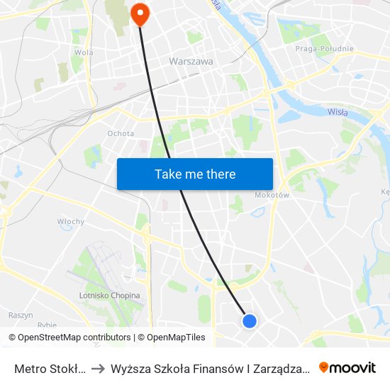 Metro Stokłosy 01 to Wyższa Szkoła Finansów I Zarządzania W Warszawie map