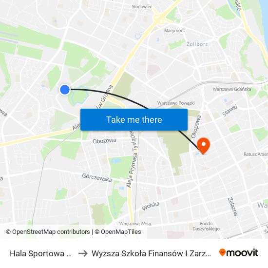 Hala Sportowa Bemowo 03 to Wyższa Szkoła Finansów I Zarządzania W Warszawie map