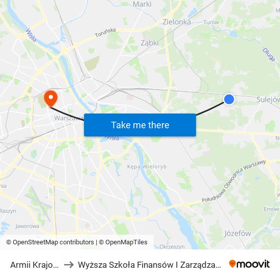 Armii Krajowej to Wyższa Szkoła Finansów I Zarządzania W Warszawie map