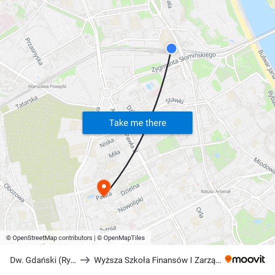 Dw. Gdański (Rydygiera) to Wyższa Szkoła Finansów I Zarządzania W Warszawie map