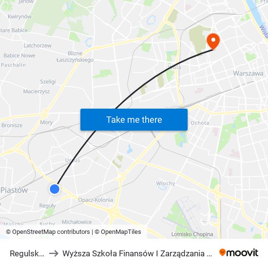 Regulska 01 to Wyższa Szkoła Finansów I Zarządzania W Warszawie map