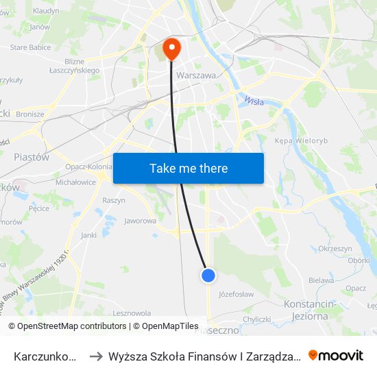 Karczunkowska 02 to Wyższa Szkoła Finansów I Zarządzania W Warszawie map