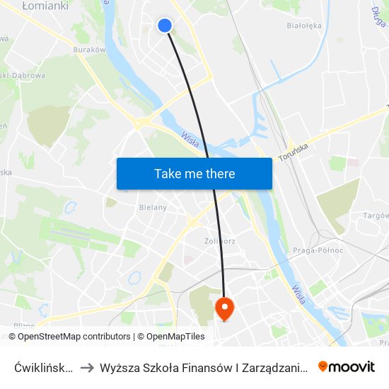 Ćwiklińskiej 02 to Wyższa Szkoła Finansów I Zarządzania W Warszawie map