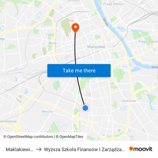 Maklakiewicza 01 to Wyższa Szkoła Finansów I Zarządzania W Warszawie map