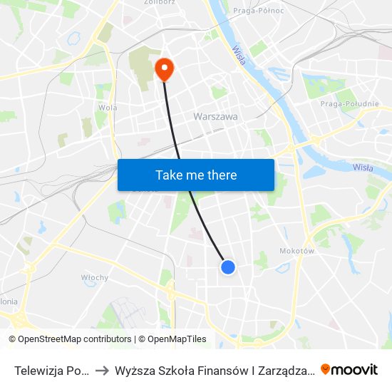 Telewizja Polska 01 to Wyższa Szkoła Finansów I Zarządzania W Warszawie map