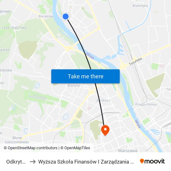 Odkryta 02 to Wyższa Szkoła Finansów I Zarządzania W Warszawie map