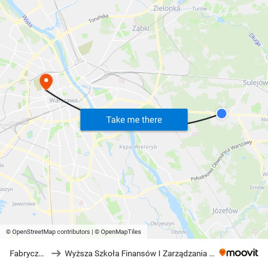 Fabryczna 01 to Wyższa Szkoła Finansów I Zarządzania W Warszawie map