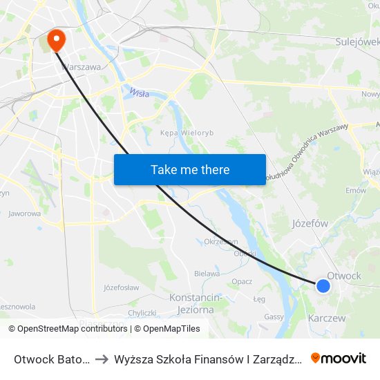 Otwock Batorego 01 to Wyższa Szkoła Finansów I Zarządzania W Warszawie map