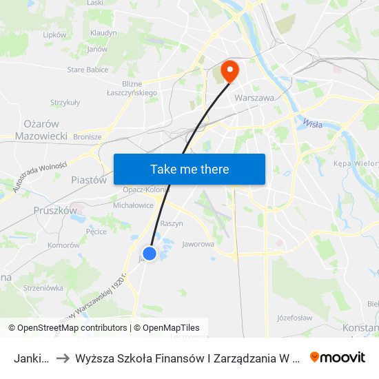 Janki to Wyższa Szkoła Finansów I Zarządzania W Warszawie map