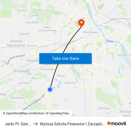 Janki Pl. Szwedzki 02 to Wyższa Szkoła Finansów I Zarządzania W Warszawie map