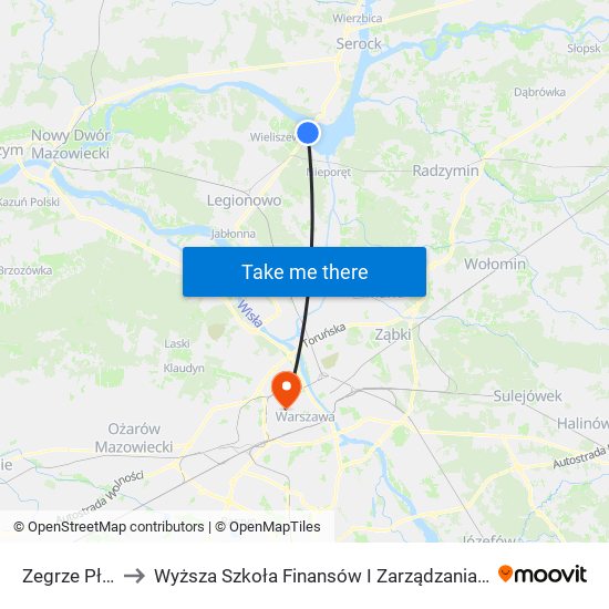 Zegrze Płd. 01 to Wyższa Szkoła Finansów I Zarządzania W Warszawie map