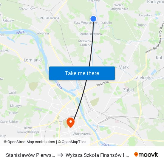 Stanisławów Pierwszy Aleksandrów 01 to Wyższa Szkoła Finansów I Zarządzania W Warszawie map