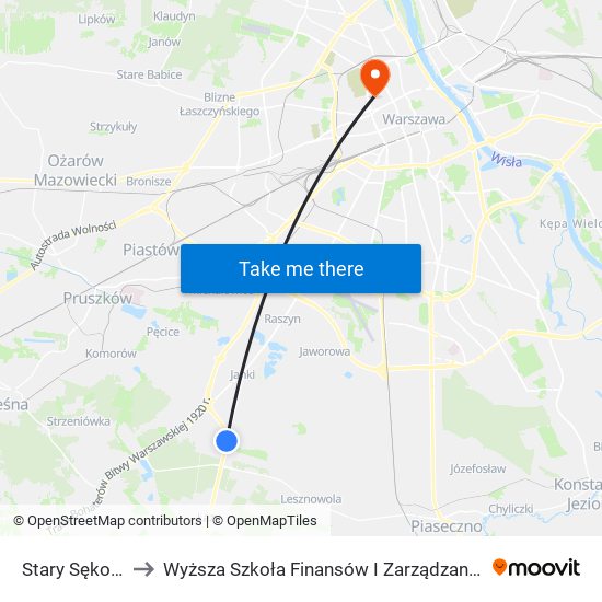 Stary Sękocin 02 to Wyższa Szkoła Finansów I Zarządzania W Warszawie map