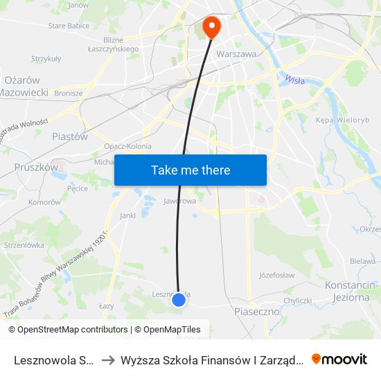 Lesznowola Szkolna 02 to Wyższa Szkoła Finansów I Zarządzania W Warszawie map