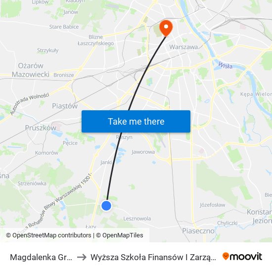 Magdalenka Graniczna 01 to Wyższa Szkoła Finansów I Zarządzania W Warszawie map