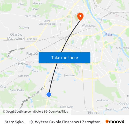 Stary Sękocin 01 to Wyższa Szkoła Finansów I Zarządzania W Warszawie map