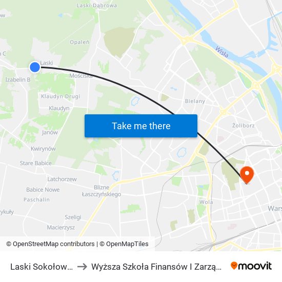 Laski Sokołowskiego 02 to Wyższa Szkoła Finansów I Zarządzania W Warszawie map