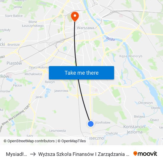 Mysiadło 01 to Wyższa Szkoła Finansów I Zarządzania W Warszawie map