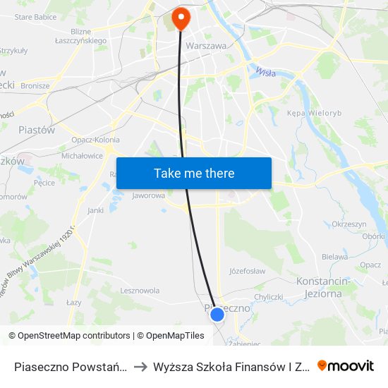 Piaseczno Powstańców Warszawy to Wyższa Szkoła Finansów I Zarządzania W Warszawie map