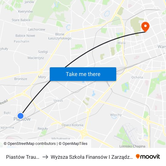 Piastów Traugutta 02 to Wyższa Szkoła Finansów I Zarządzania W Warszawie map