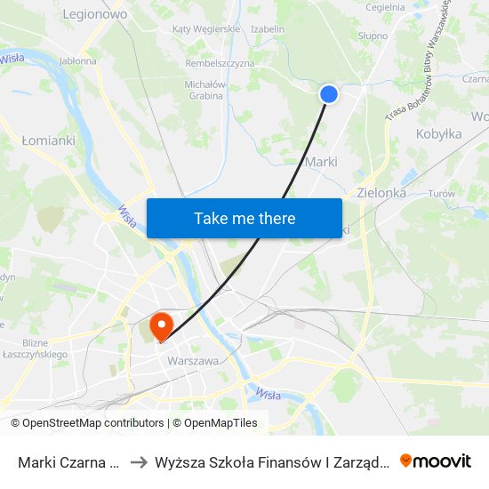 Marki Czarna Struga 01 to Wyższa Szkoła Finansów I Zarządzania W Warszawie map