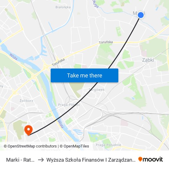 Marki - Ratusz 01 to Wyższa Szkoła Finansów I Zarządzania W Warszawie map