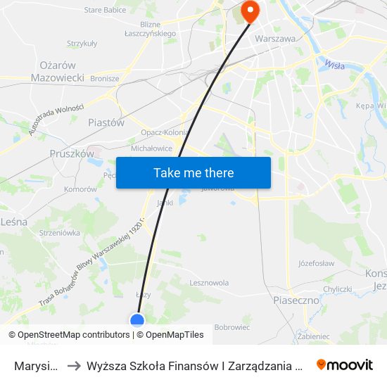 Marysin 02 to Wyższa Szkoła Finansów I Zarządzania W Warszawie map