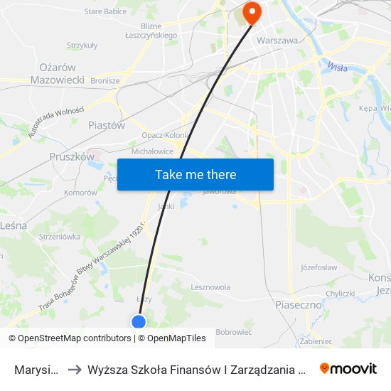 Marysin 01 to Wyższa Szkoła Finansów I Zarządzania W Warszawie map