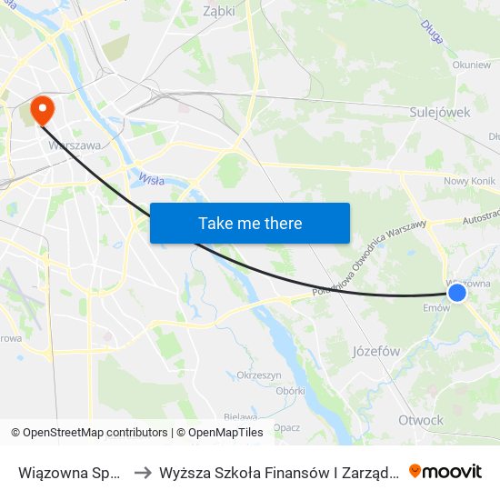 Wiązowna Sportowa 02 to Wyższa Szkoła Finansów I Zarządzania W Warszawie map