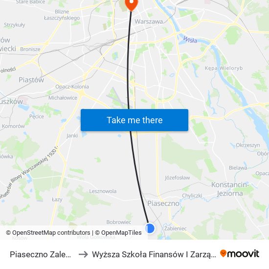 Piaseczno Zalesie Dolne 01 to Wyższa Szkoła Finansów I Zarządzania W Warszawie map