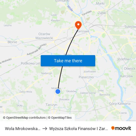 Wola Mrokowska Brzozowa 01 to Wyższa Szkoła Finansów I Zarządzania W Warszawie map