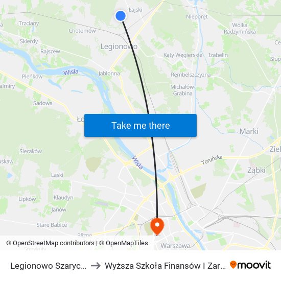 Legionowo Szarych Szeregów 01 to Wyższa Szkoła Finansów I Zarządzania W Warszawie map