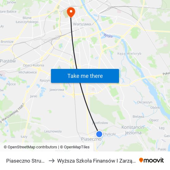 Piaseczno Strumykowa 01 to Wyższa Szkoła Finansów I Zarządzania W Warszawie map